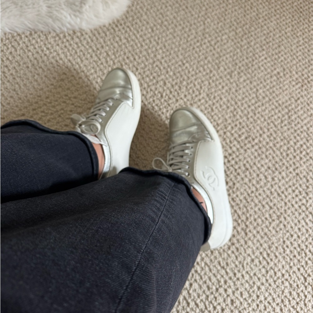 !! SOLD!! Chanel Metallic Silver Sneakers for Women - Picture 2 of 11